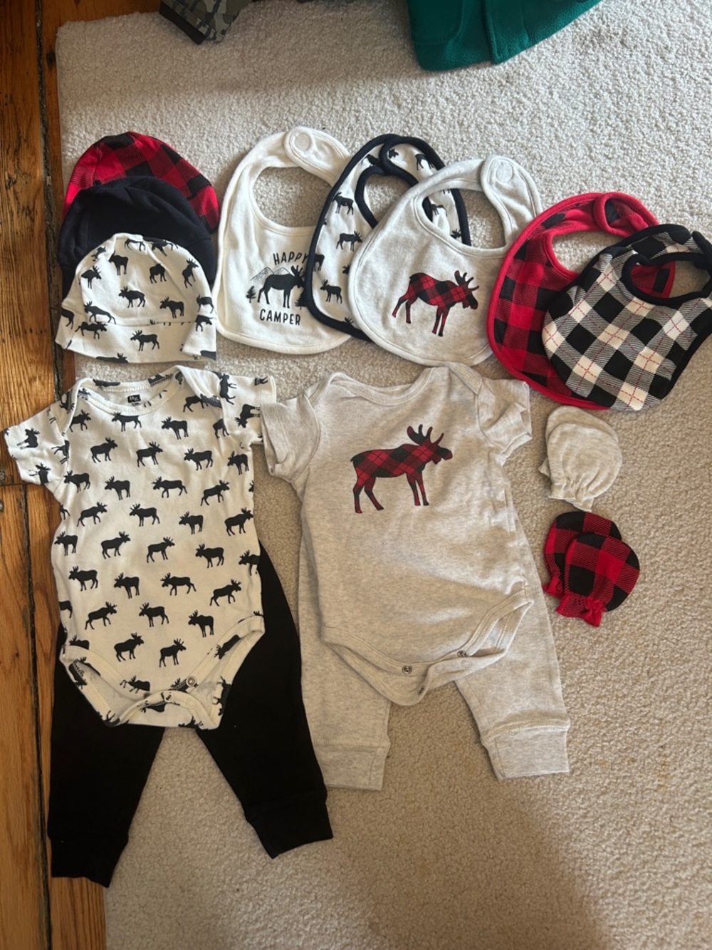 Baby Moose Buffalo Plaid Matching Set black & Red